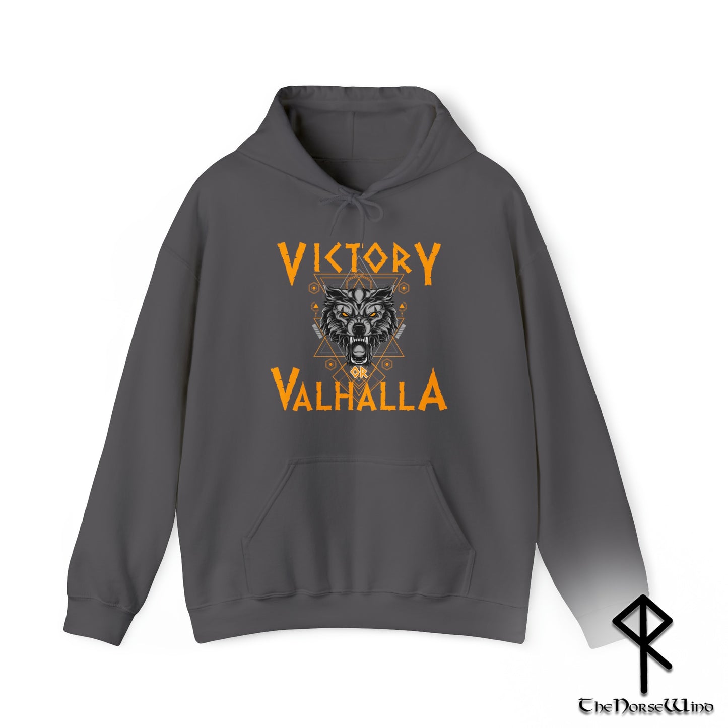 Victory or Valhalla Viking Hoodie, Fenrir Wolf Norse Sweatshirt