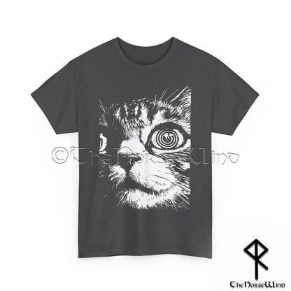 Psychedelic Cat T-Shirt - Hypnotic Trippy Cat Tee - Gothic & Dark Alt Fashion - The Norse Wind