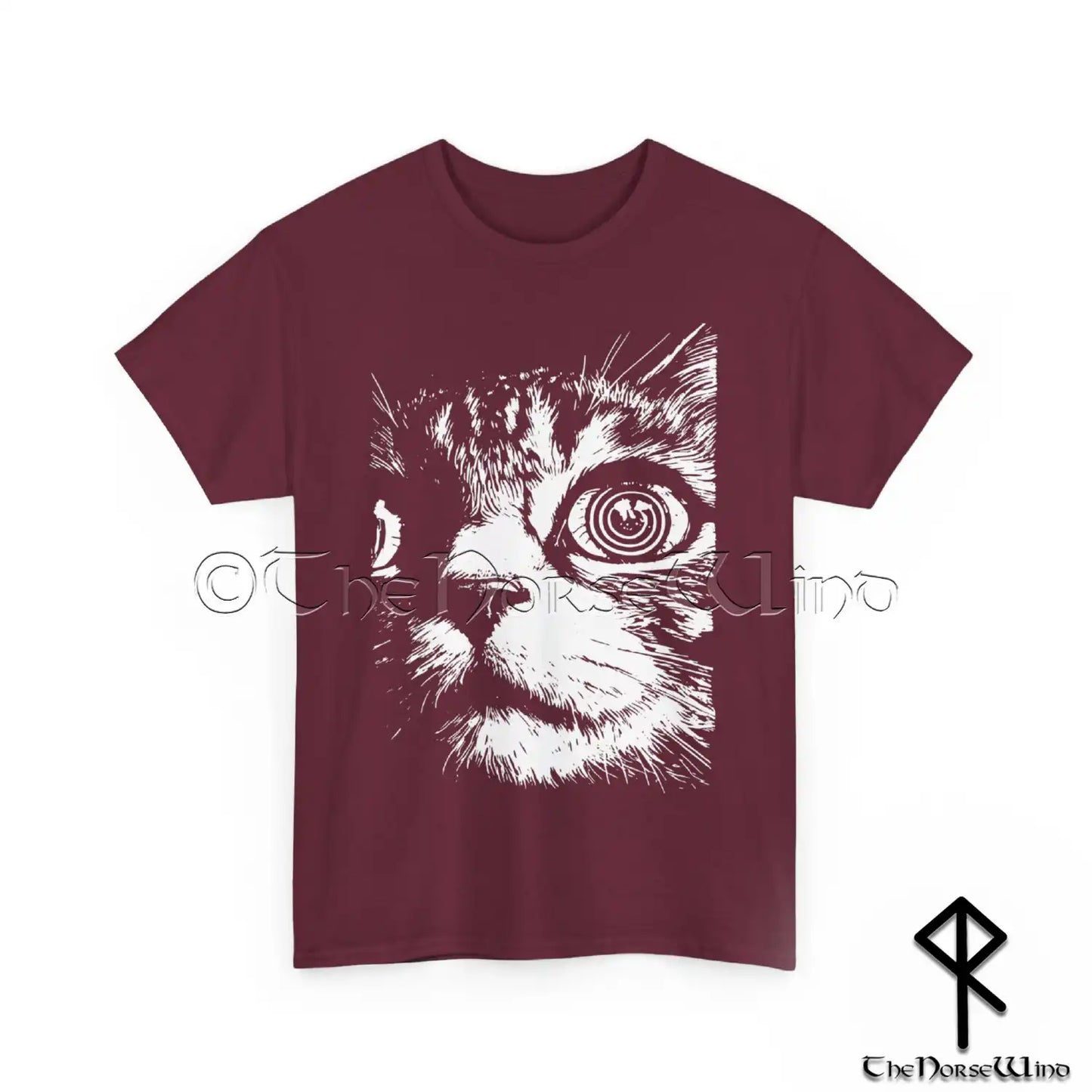 Psychedelic Cat T-Shirt - Hypnotic Trippy Cat Tee - Gothic & Dark Alt Fashion - The Norse Wind