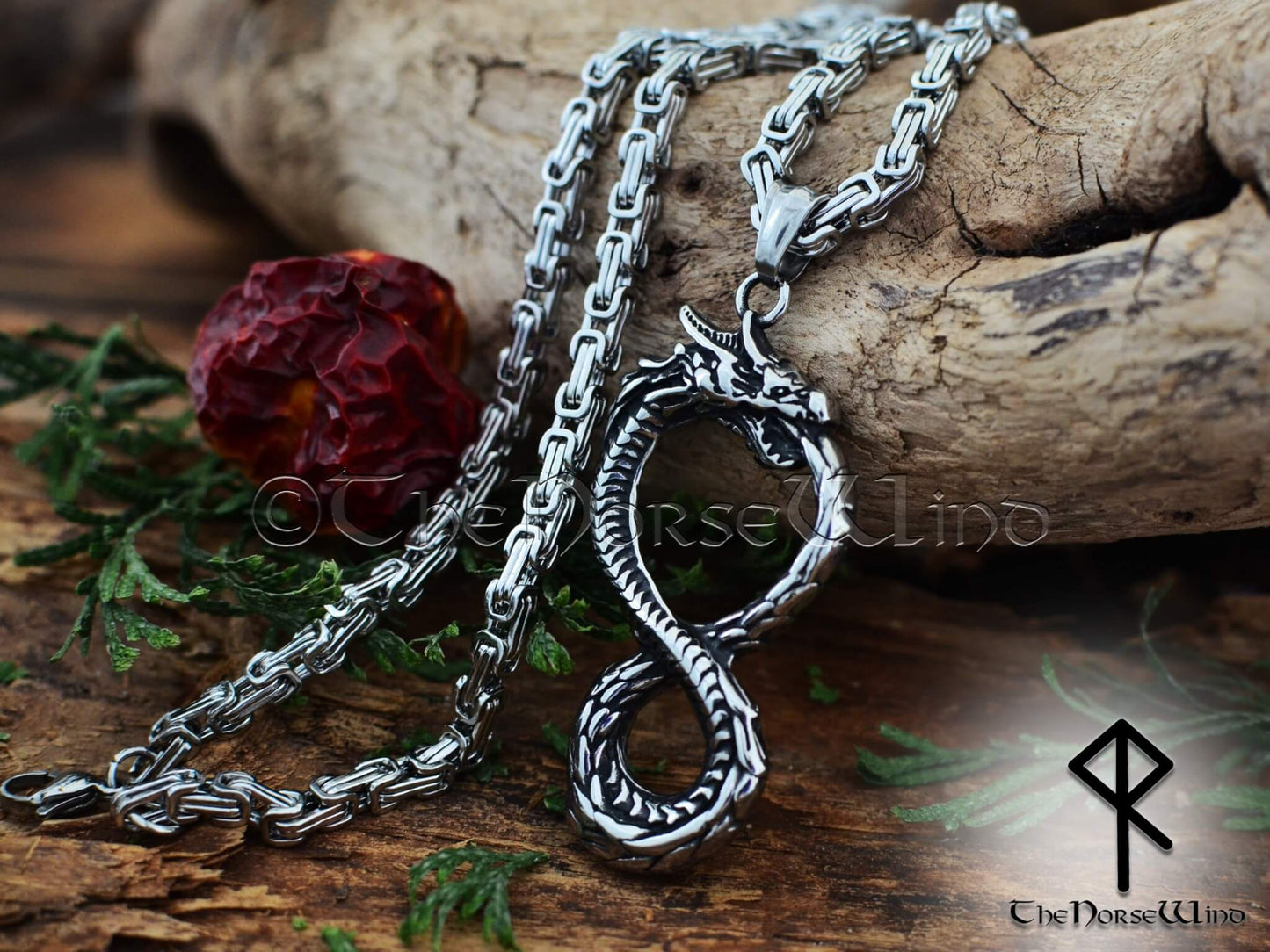 Viking Ouroboros Necklace, Midgard Serpent Pendant