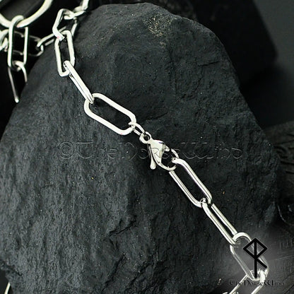 Mens Padlock Necklace – 316L Stainless Steel Industrial Paperclip Chain