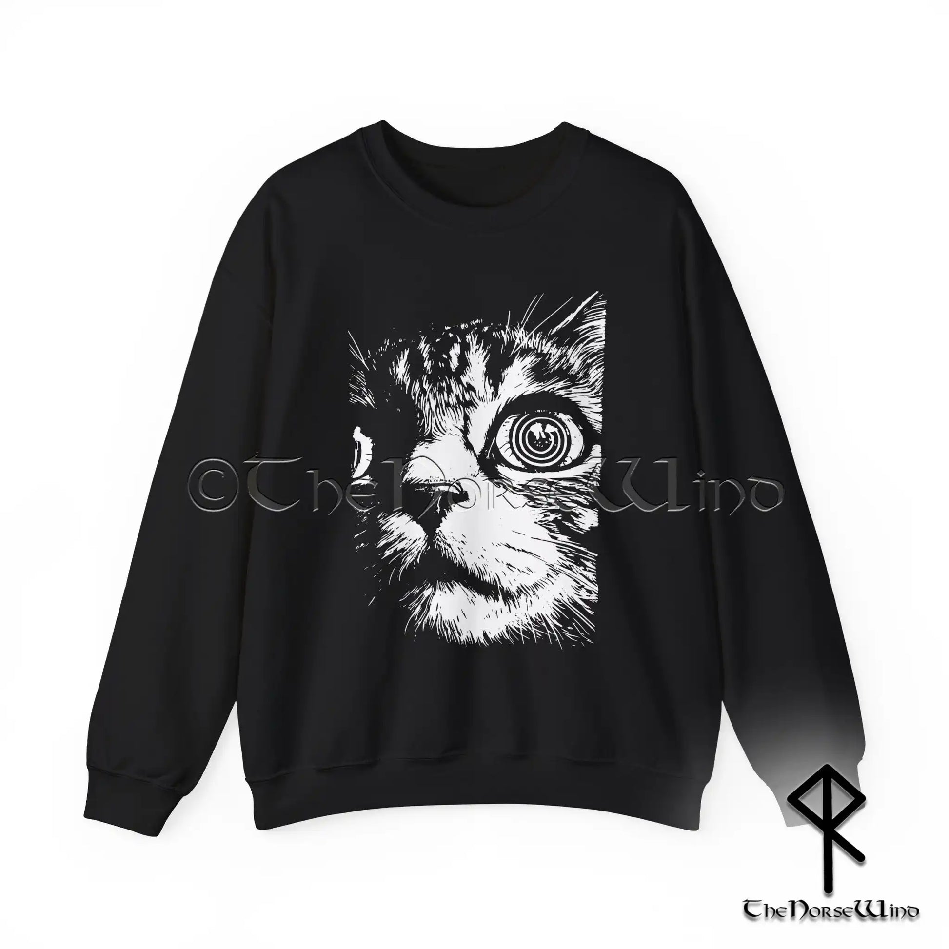 Psychedelic Cat Sweatshirt - Trippy Cat Weird Sweat, Goth & Alt Fashion