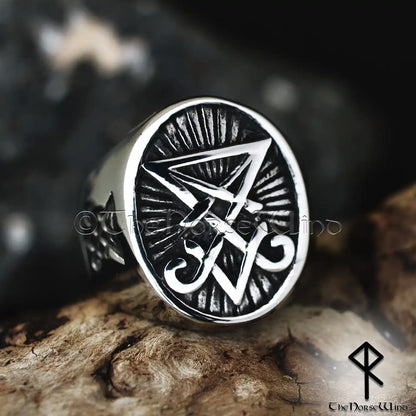 Sigil of Lucifer Ring - Stainless Steel Occult Ring - The Norse Wind