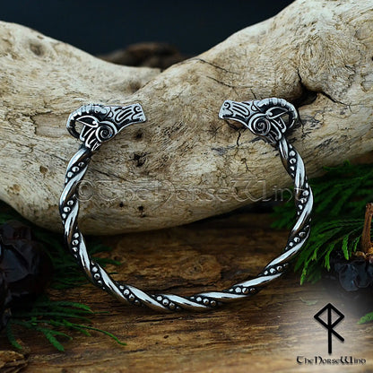 Viking Heidrun goat bracelet, stainless steel Norse goat arm ring.