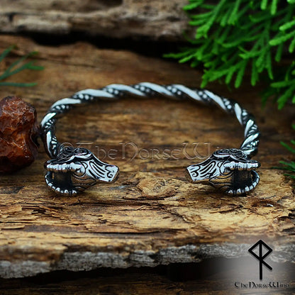 Adjustable Viking goat bracelet, Heidrun of Valhalla Norse arm ring.
