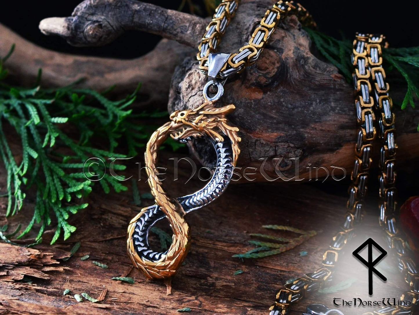Viking Ouroboros Necklace, Midgard Serpent Pendant
