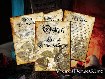 Witches Grimoire Pages Ostara Sabbat Correspondences, Printable Book of Shadows, 4 PDF PAGES, Pagan Wheel of The Year Witchcraft BOS Pages TheNorseWind
