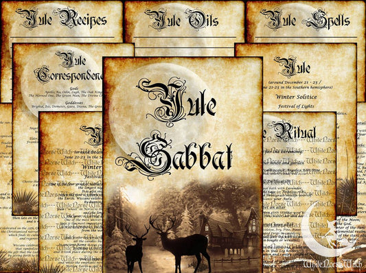 Yule Sabbat Grimoire - Wheel of The Year - 13 PDF Pritable Art Pages, Digital Book of Shadows