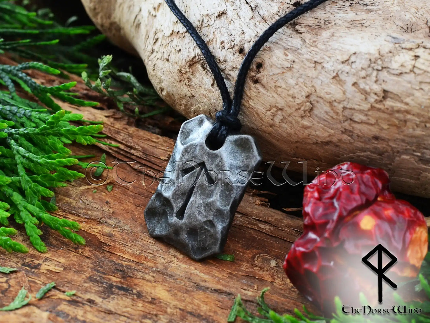 Hand-Forged Viking Runes Pendant, Hammered Iron Necklace | The Norse Wind