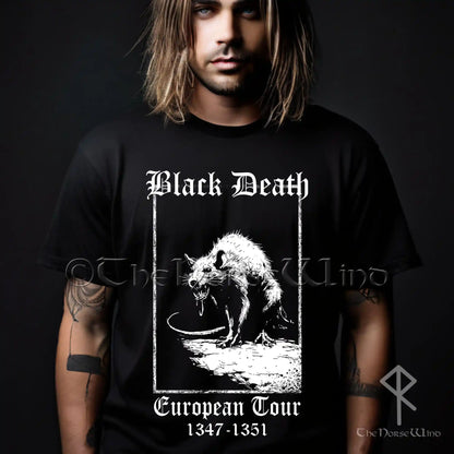 Black Death European Tour T-Shirt - Horrific Plague Rat Gothic Tee