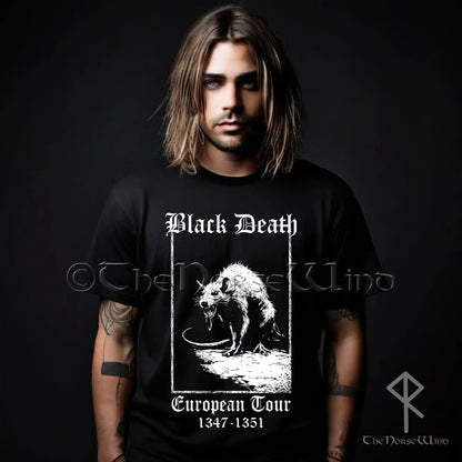 Black Death European Tour T-Shirt - Horrific Plague Rat Gothic Tee