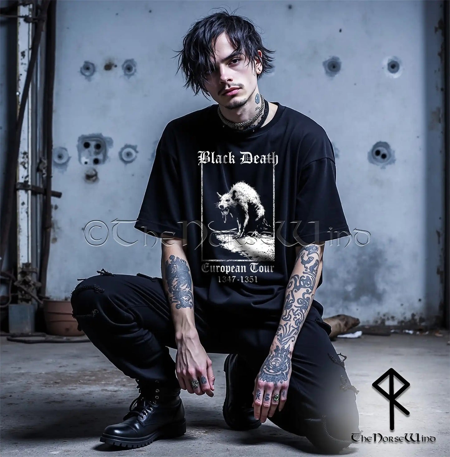 Black Death European Tour T-Shirt - Gothic Plague Rat Tee