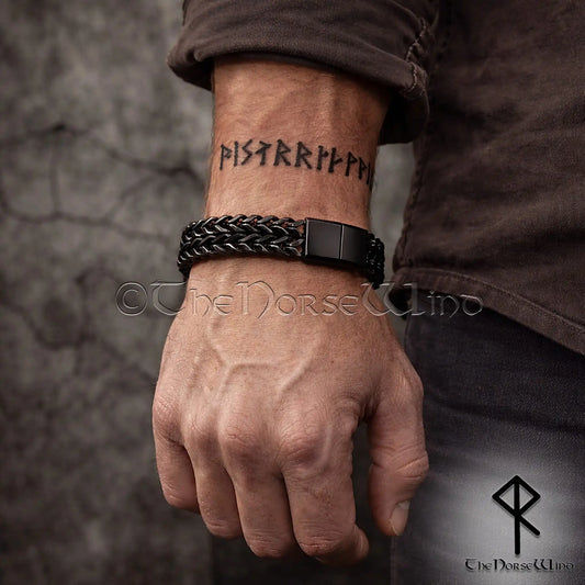 Viking Chain Bracelet for Men – Black Stainless Steel Double Foxtail Bracelet - The Norse Wind