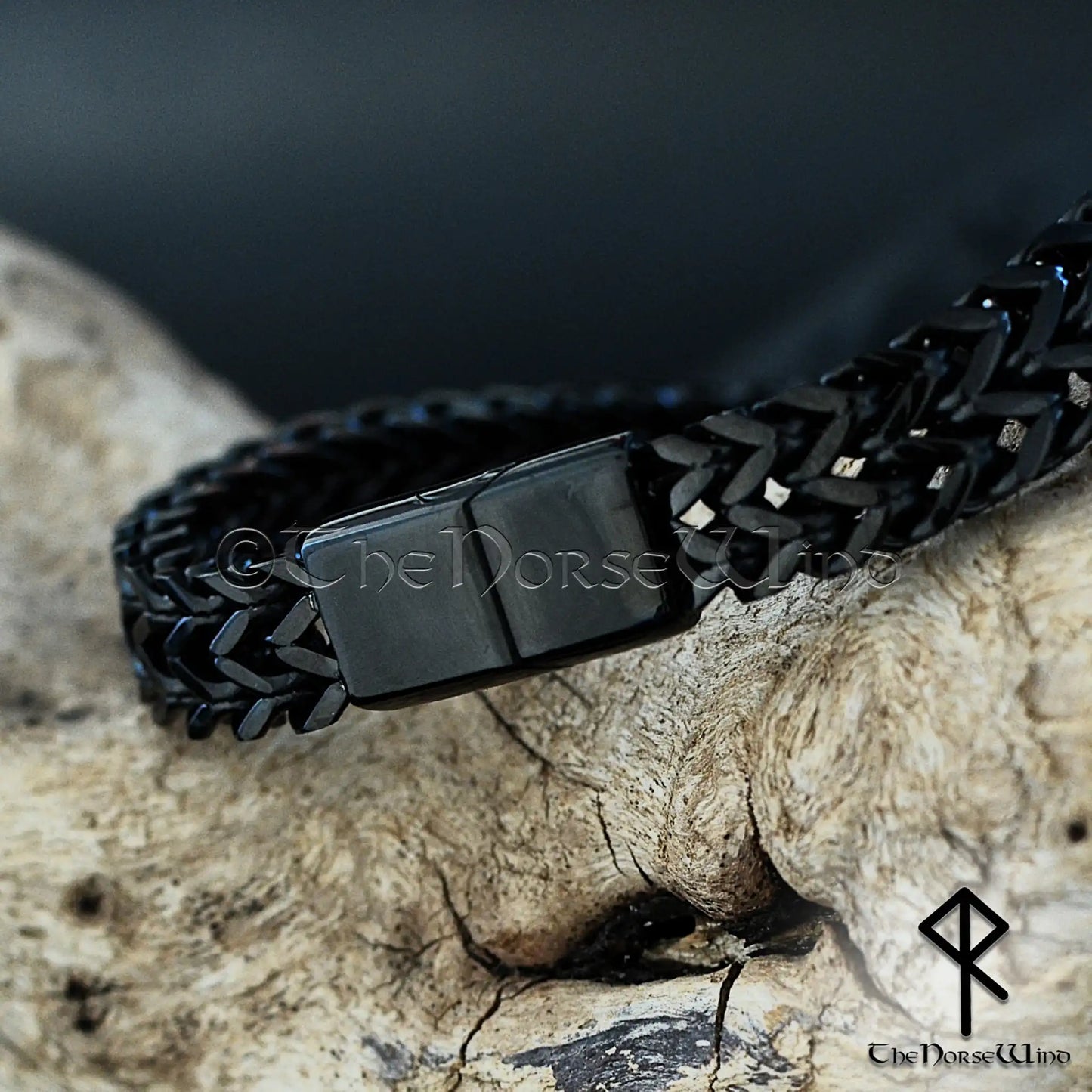 Viking Chain Bracelet for Men – Black Stainless Steel Double Foxtail Bracelet - The Norse Wind