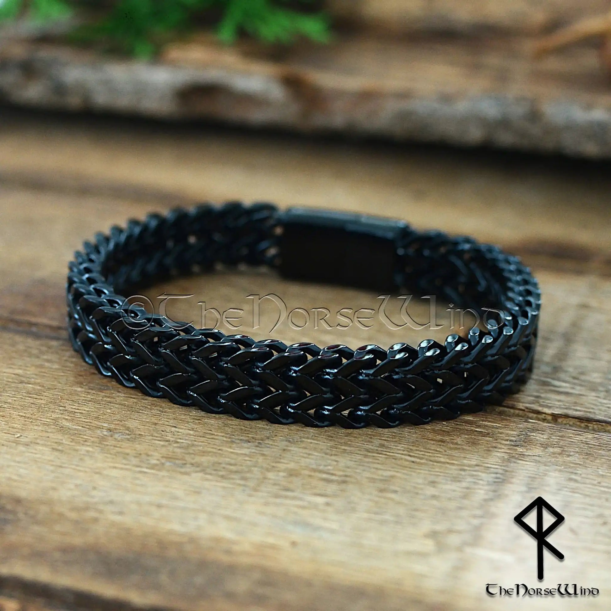 Viking Chain Bracelet for Men – Black Stainless Steel Double Foxtail Bracelet - The Norse Wind