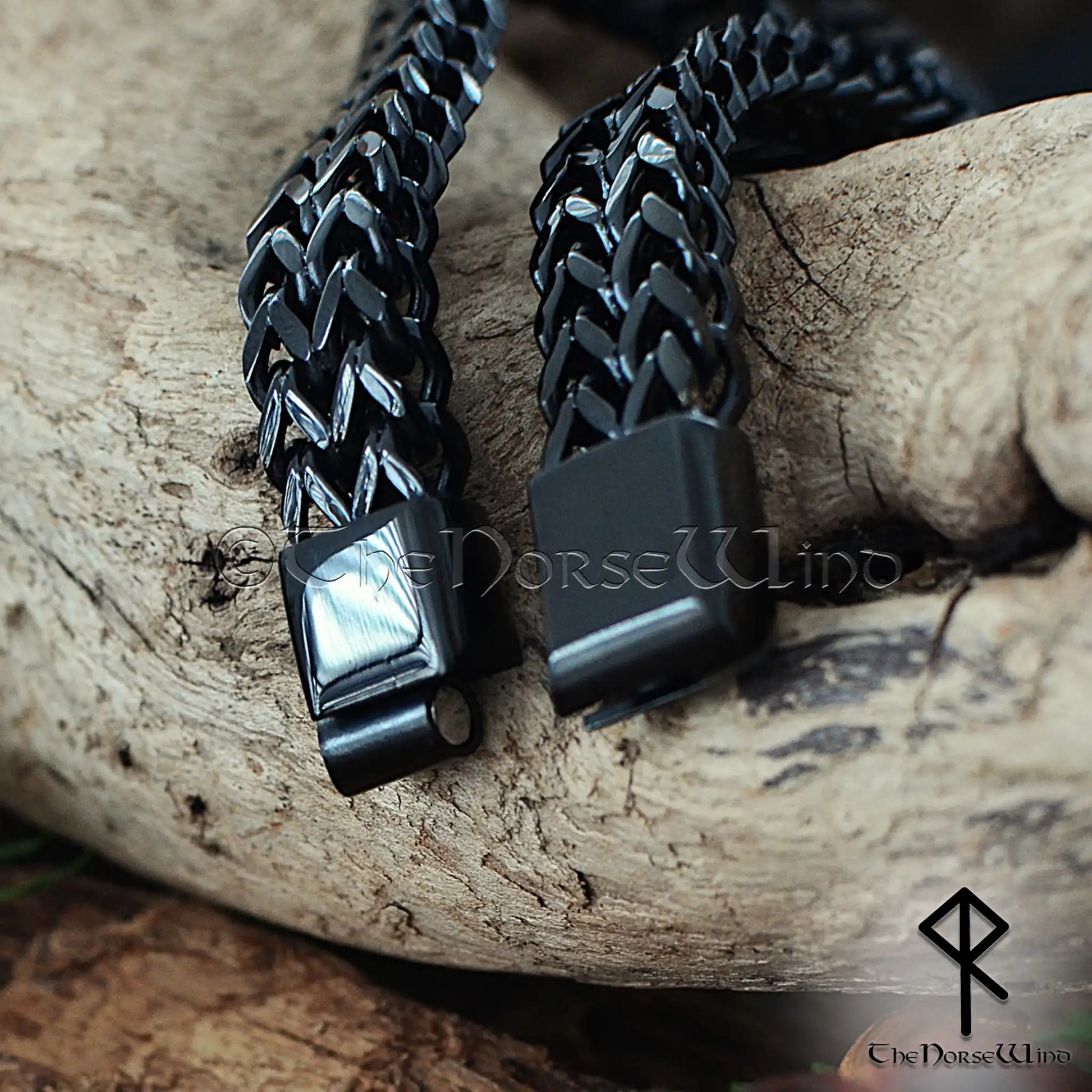 Viking Chain Bracelet for Men – Black Stainless Steel Double Foxtail Bracelet - The Norse Wind