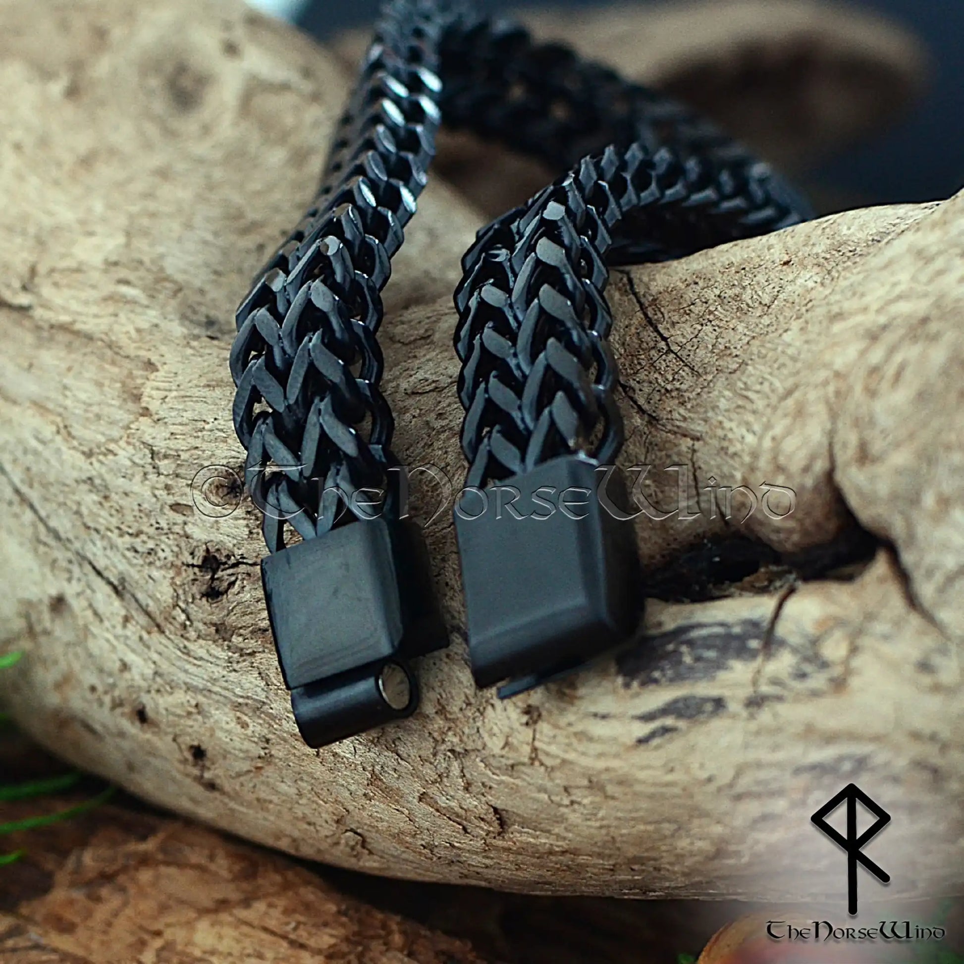 Viking Chain Bracelet for Men – Black Stainless Steel Double Foxtail Bracelet - The Norse Wind