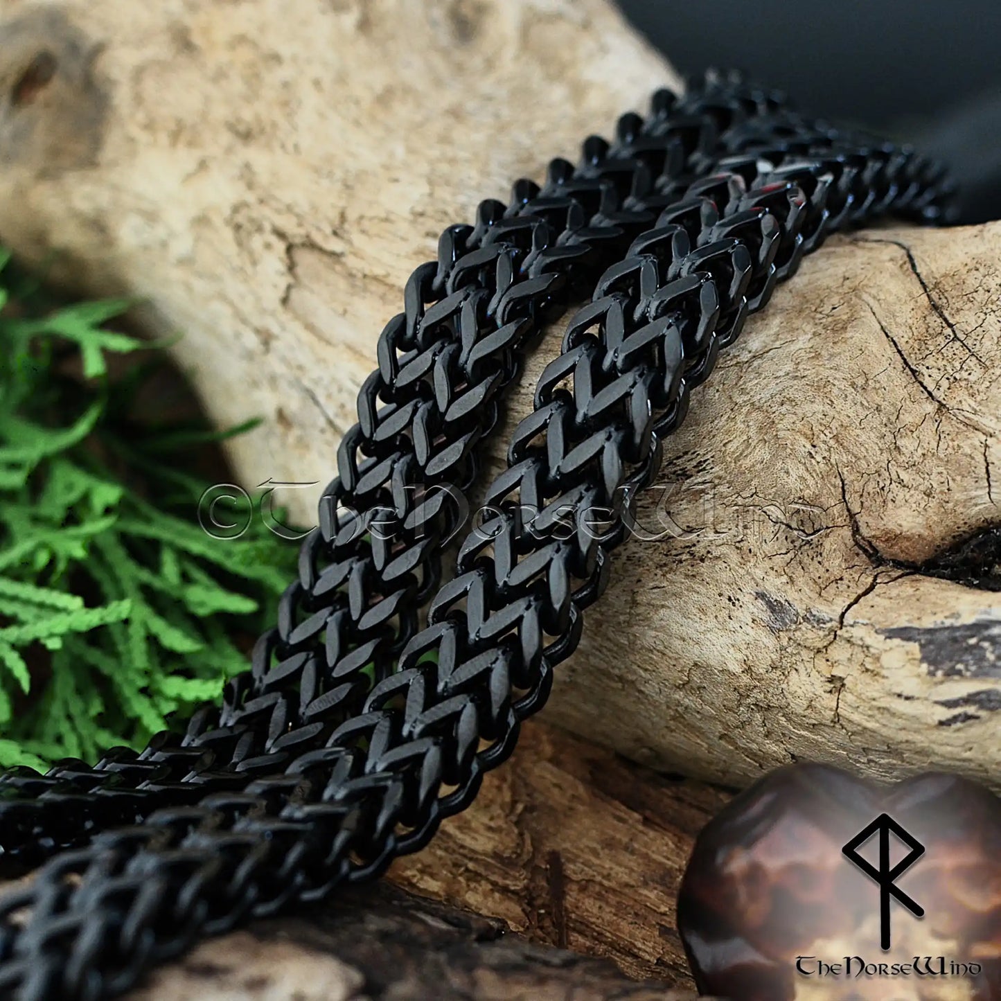 Viking Chain Bracelet for Men – Black Stainless Steel Double Foxtail Bracelet - The Norse Wind