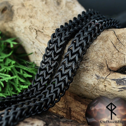 Viking Chain Bracelet for Men – Black Stainless Steel Double Foxtail Bracelet - The Norse Wind