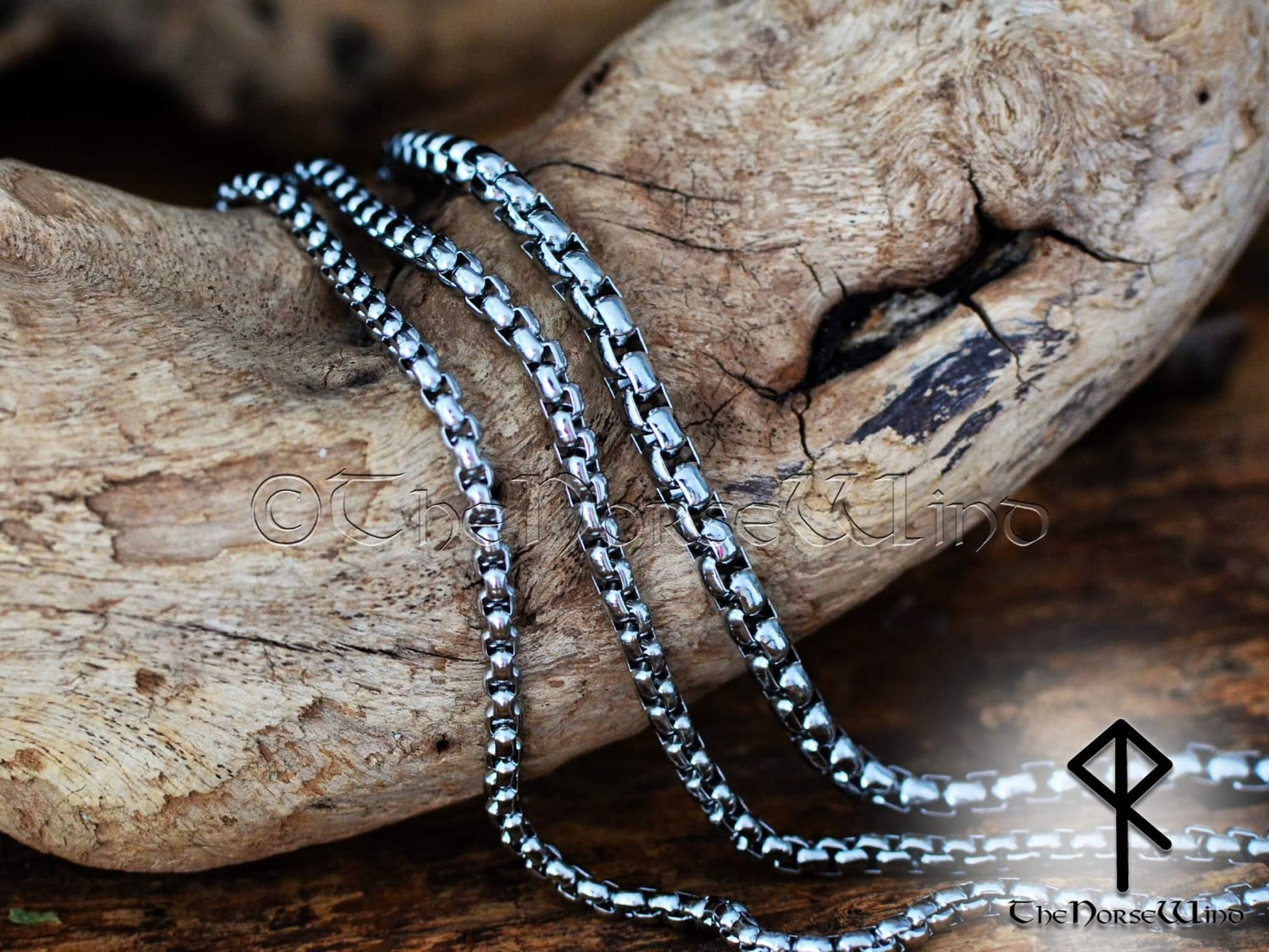 Viking Jewelry Stainless Steel Box Chain Necklace TheNorseWind