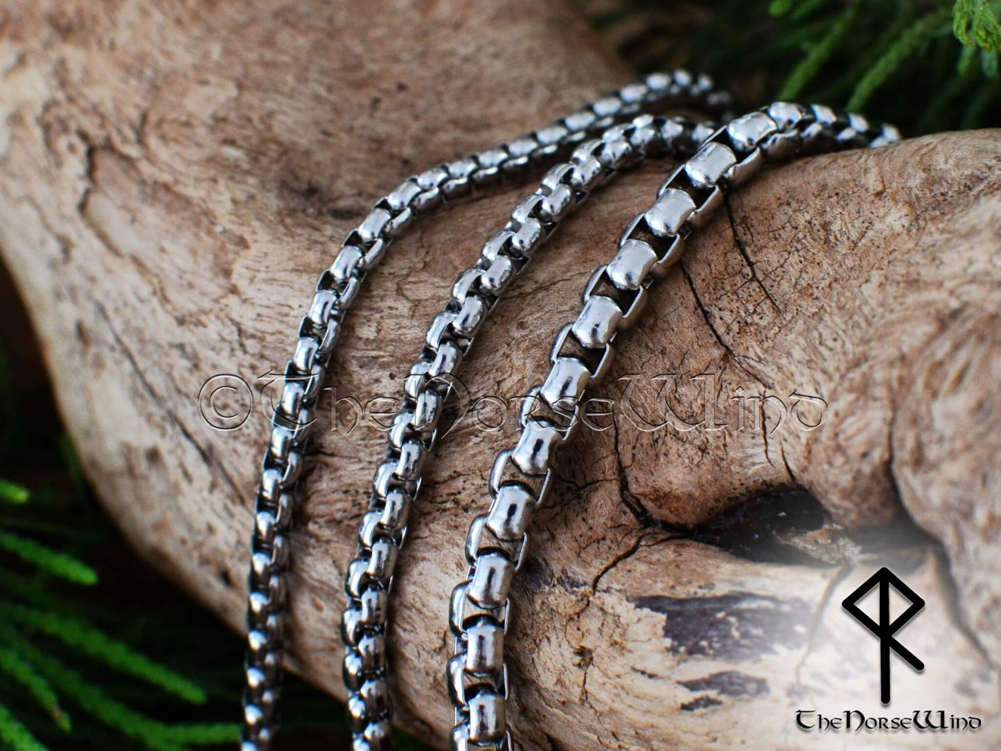 Viking Chain Necklace Stainless Steel Box Chain - 3mm/4mm/5mm