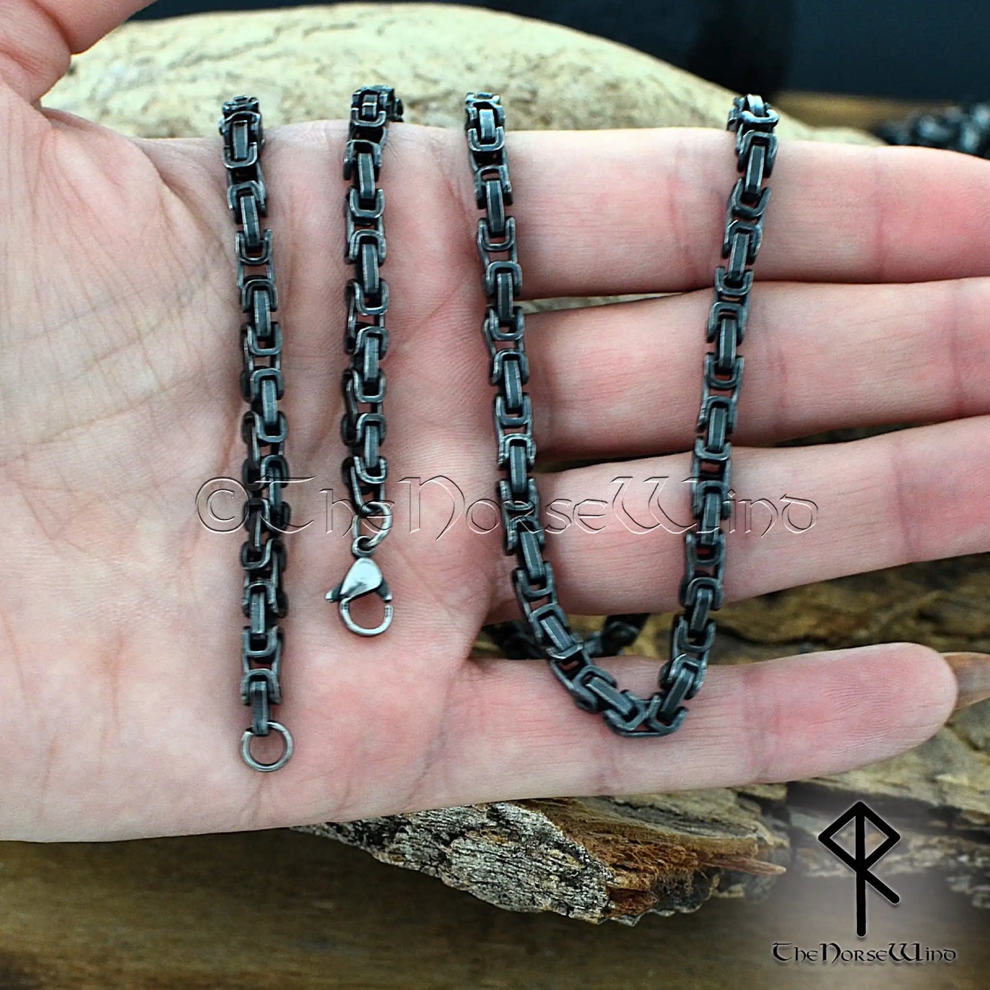 Gunmetal Byzantine Chain Necklace – 316L Stainless Steel