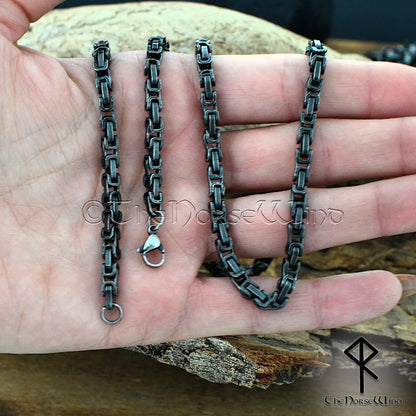 Gunmetal Byzantine Chain Necklace – 316L Stainless Steel