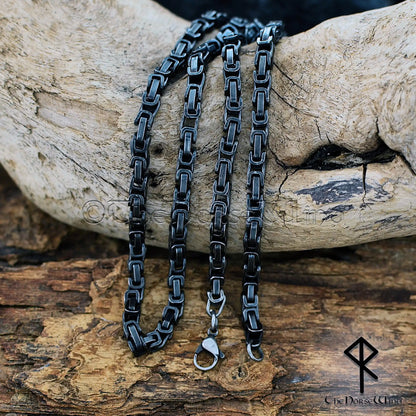 Gunmetal Byzantine Chain Necklace – 316L Stainless Steel