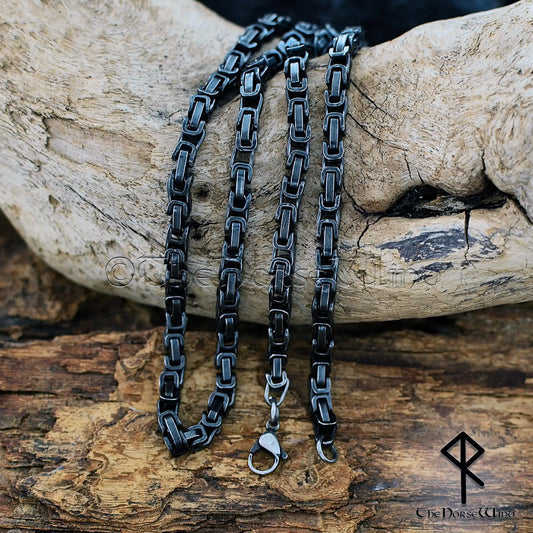 Gunmetal Byzantine Chain Necklace – 316L Stainless Steel