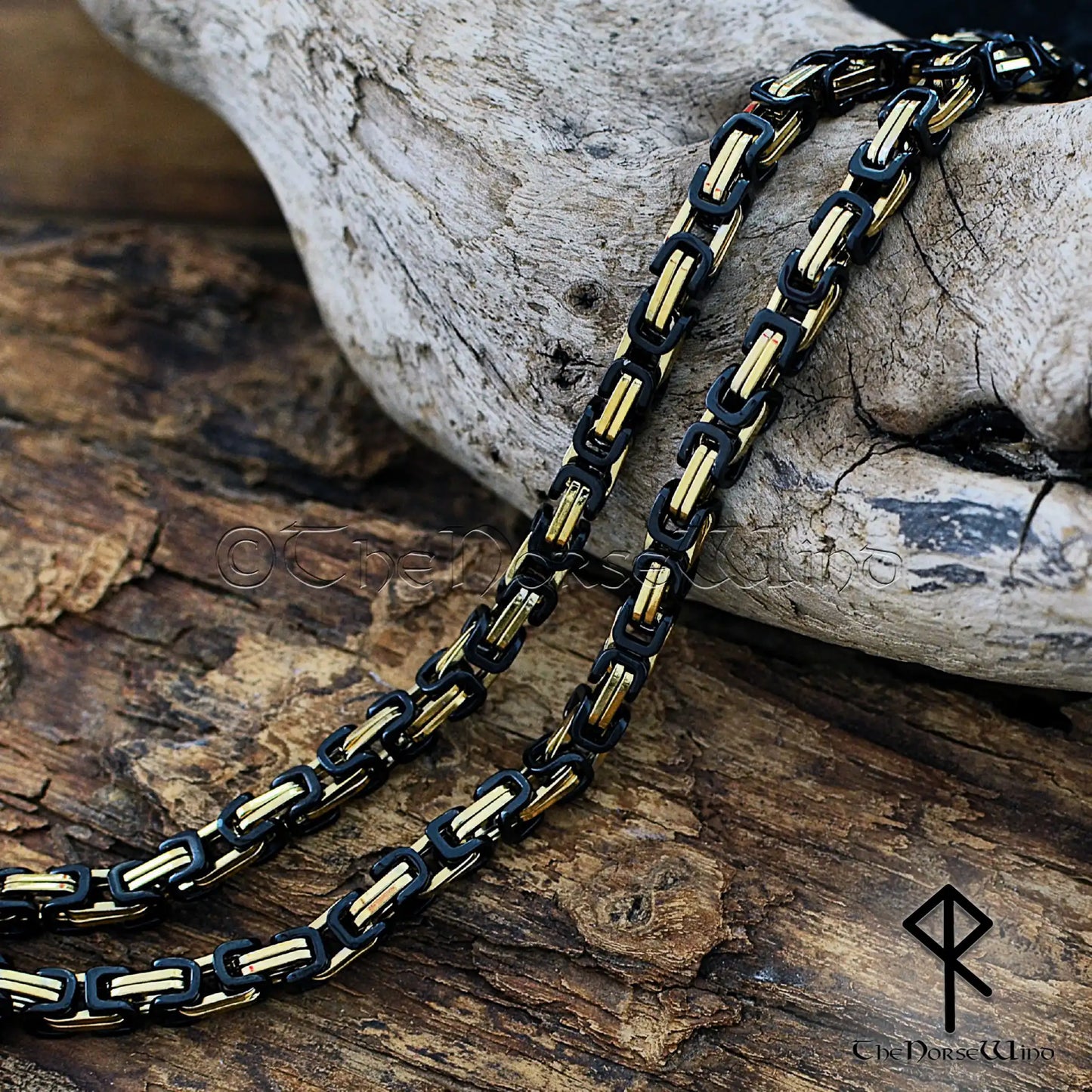 Black & Gold Byzantine Chain Necklace – 316L Stainless Steel