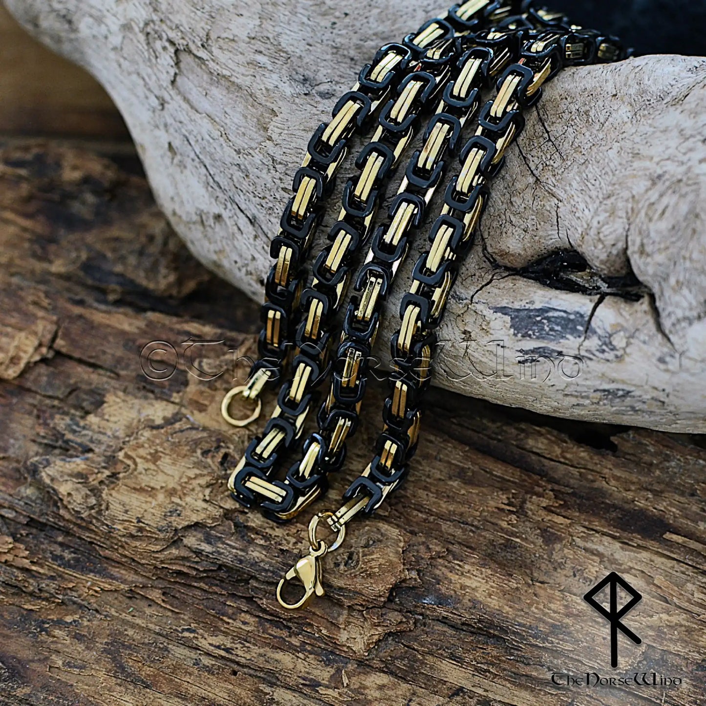 Black & Gold Byzantine Chain Necklace – 316L Stainless Steel