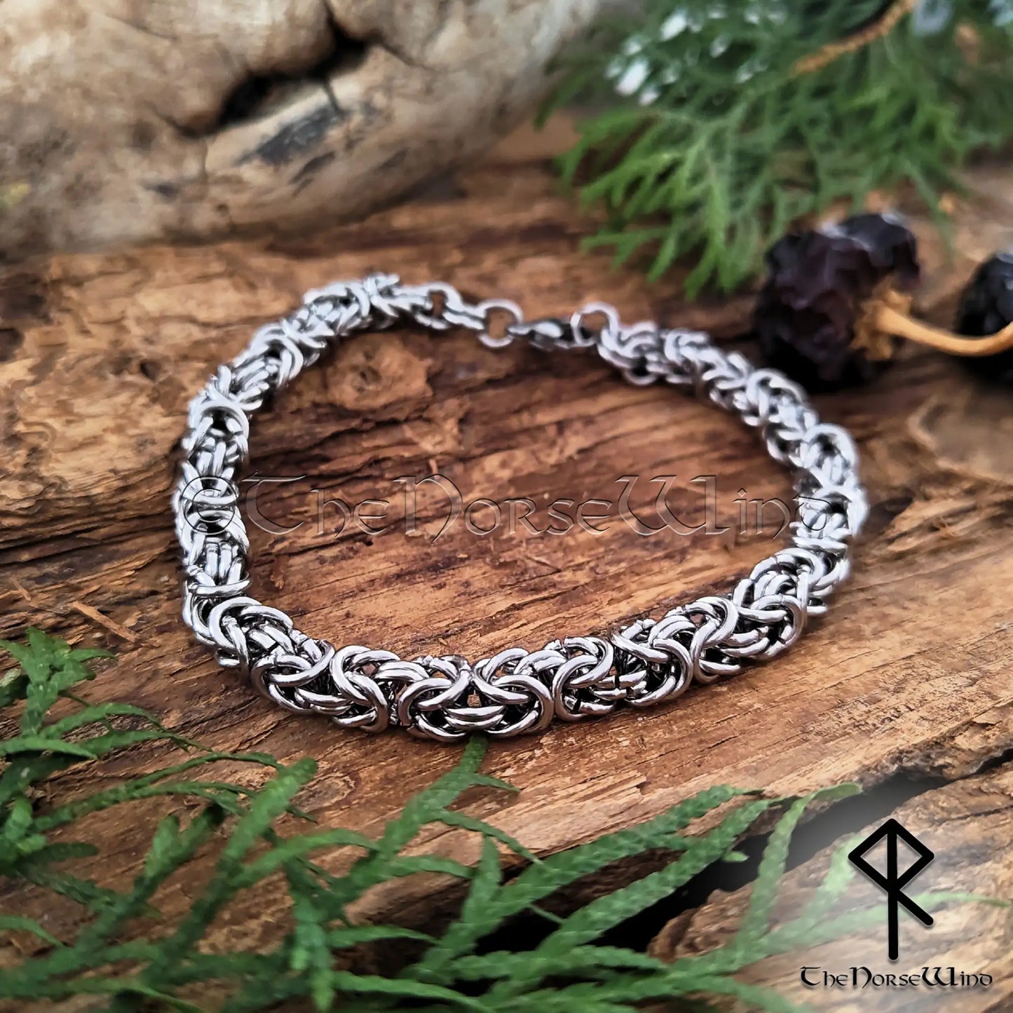 Men’s Byzantine Chain Viking Bracelet – 7mm Solid Stainless Steel King Chain
