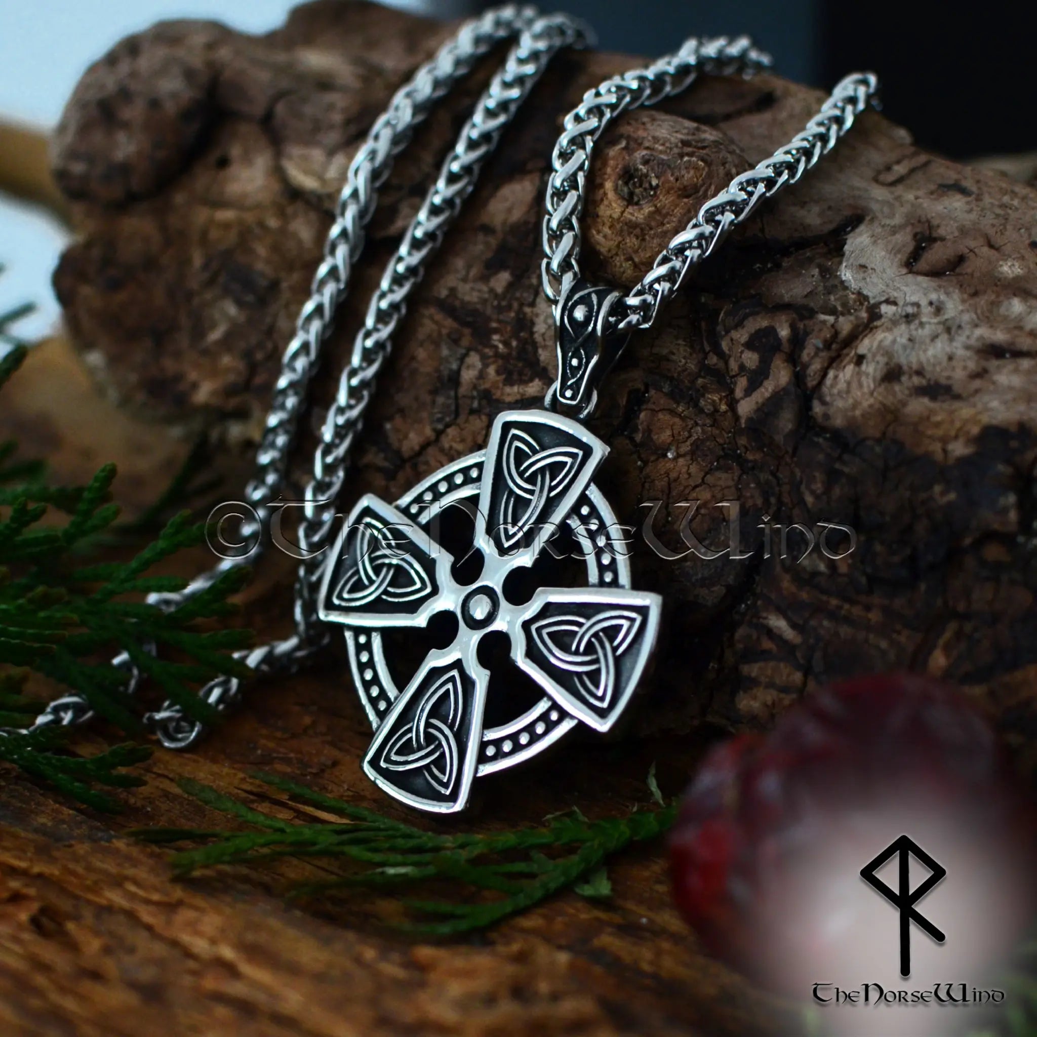 Stainless Steel Viking Hammer Necklace Cross Pendant Runes Mjolnir Norse