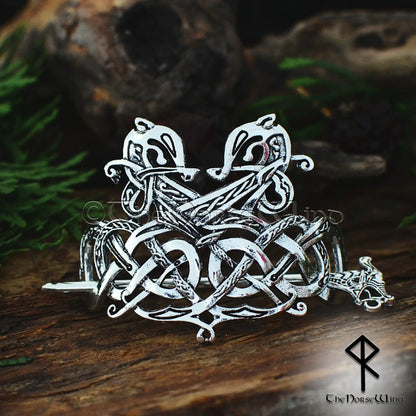 Celtic Dragon Hairpin - Handcrafted Viking Hair Clip with Celtic Dragons and Knots - The Norse Wind