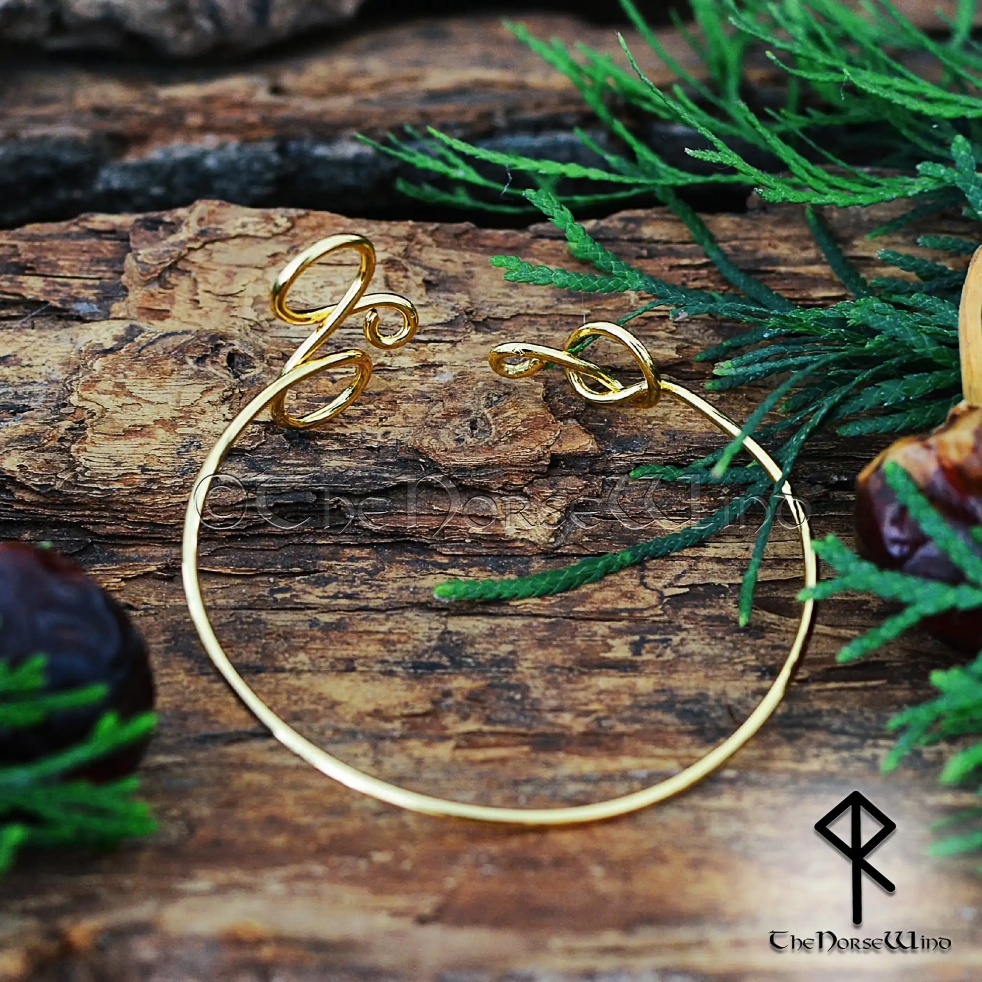 Celtic Knot Gold Viking Bracelet, Adjustable Infinity Armring for Women