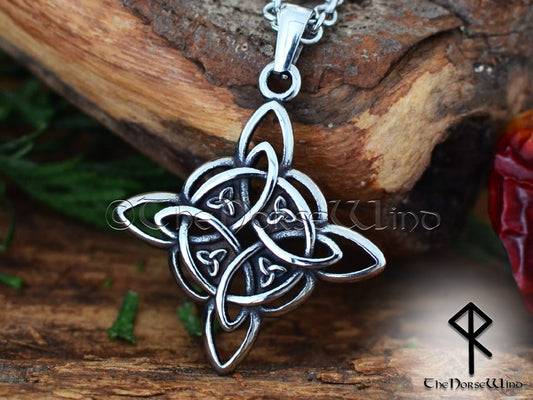 Keltische Knoten-Halskette, Triquetra-Wikinger-Anhänger – Edelstahl