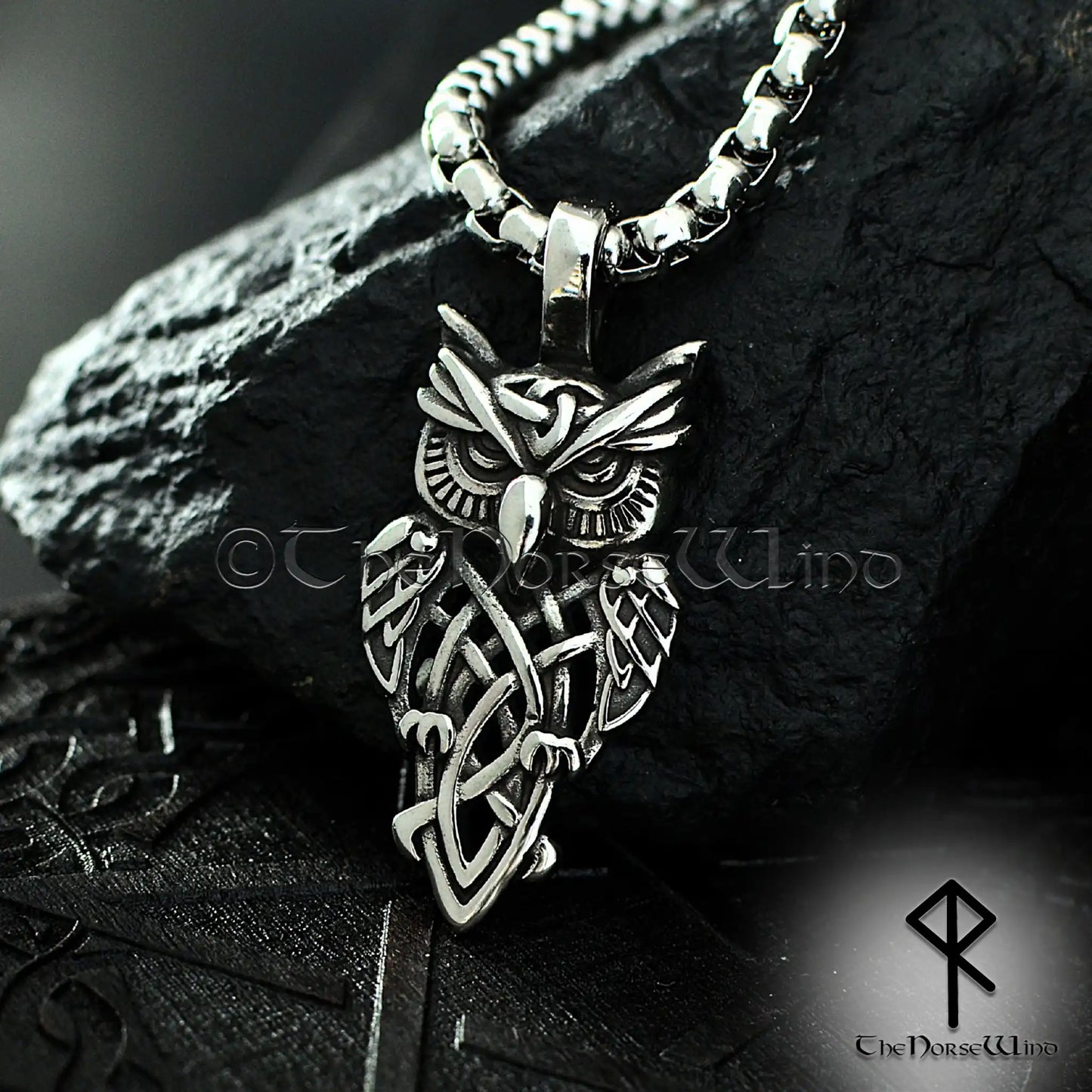 Viking Owl Pendant – Celtic Knot Stainless Steel Necklace for Seers & Night Watchers