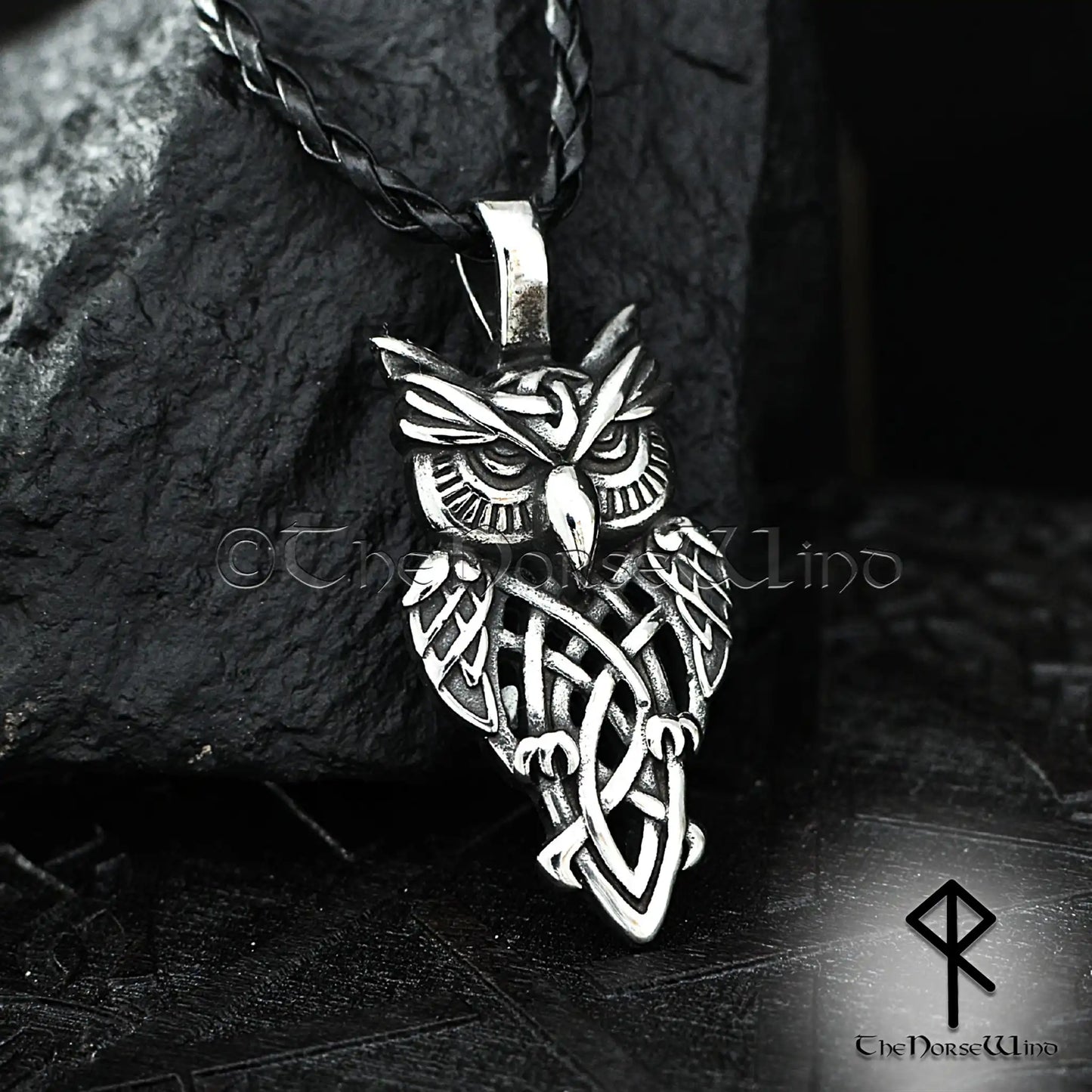 Viking Owl Pendant – Celtic Knot Stainless Steel Necklace for Seers & Night Watchers