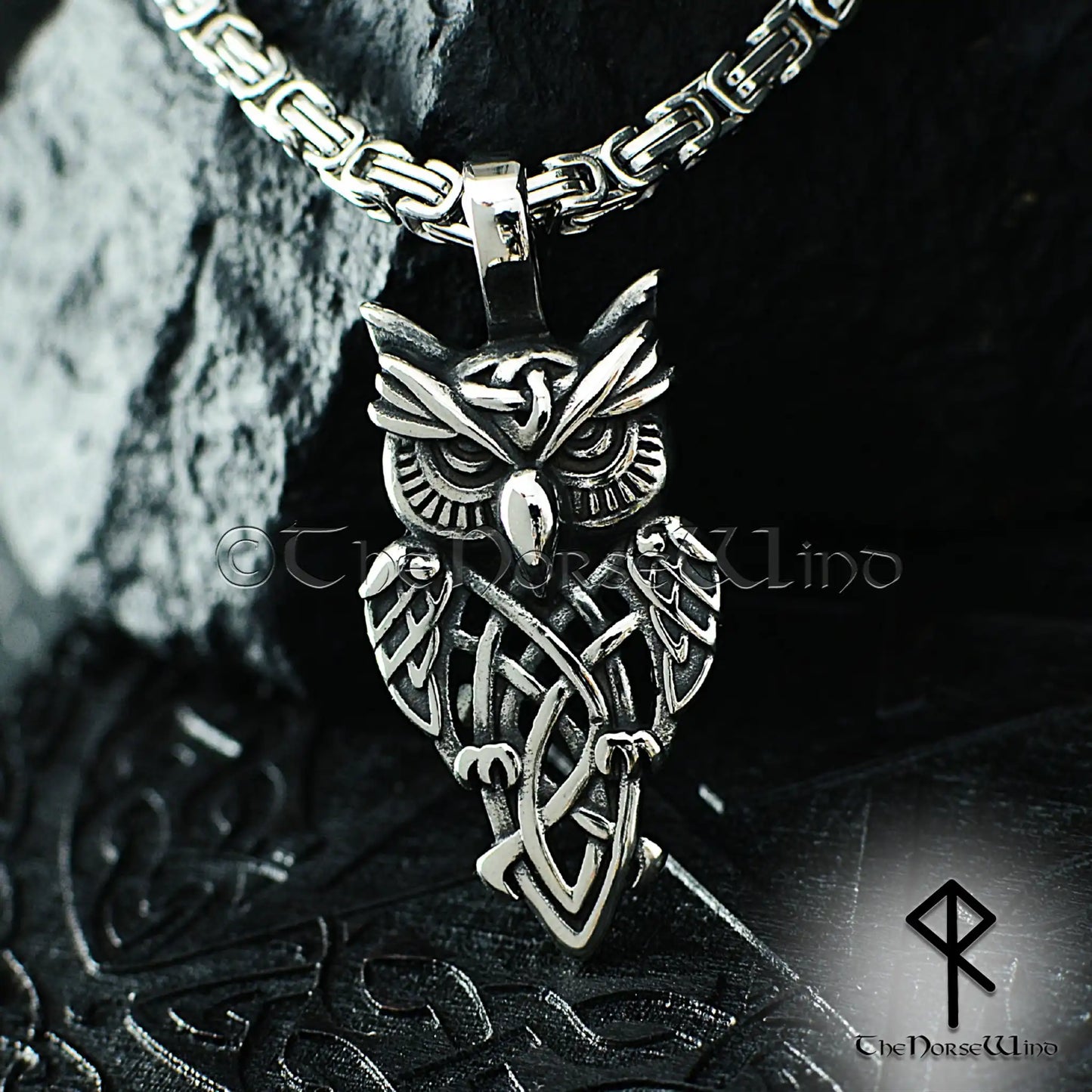 Viking Owl Pendant – Celtic Knot Stainless Steel Necklace for Seers & Night Watchers