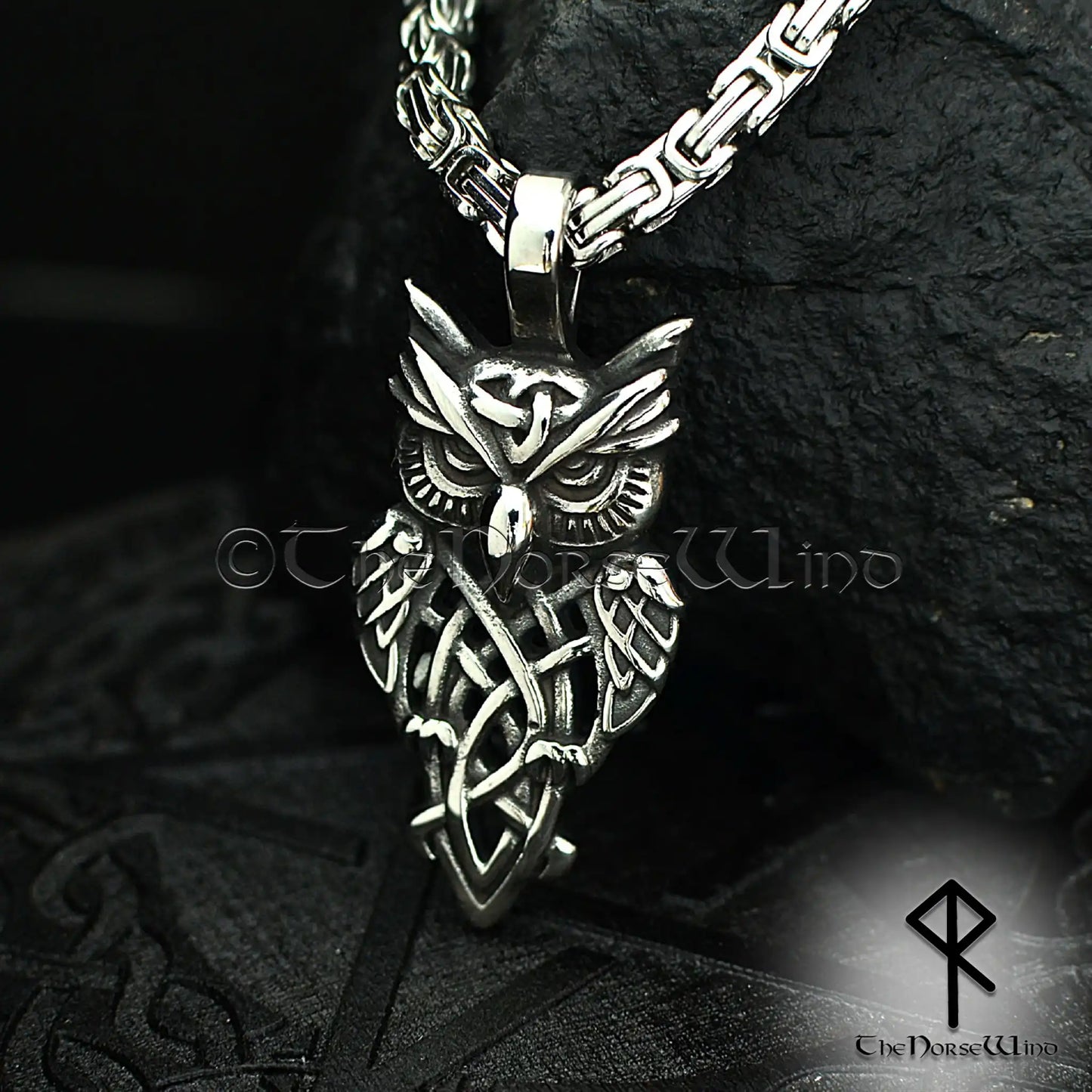 Viking Owl Pendant – Celtic Knot Stainless Steel Necklace for Seers & Night Watchers