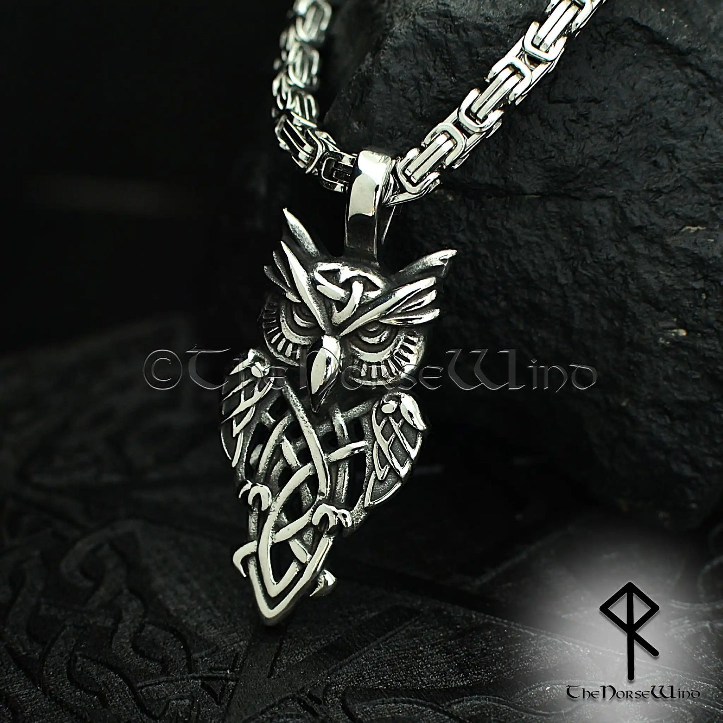 Viking Owl Pendant – Celtic Knot Stainless Steel Necklace for Seers & Night Watchers