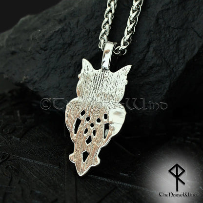 Viking Owl Pendant – Celtic Knot Stainless Steel Necklace for Seers & Night Watchers