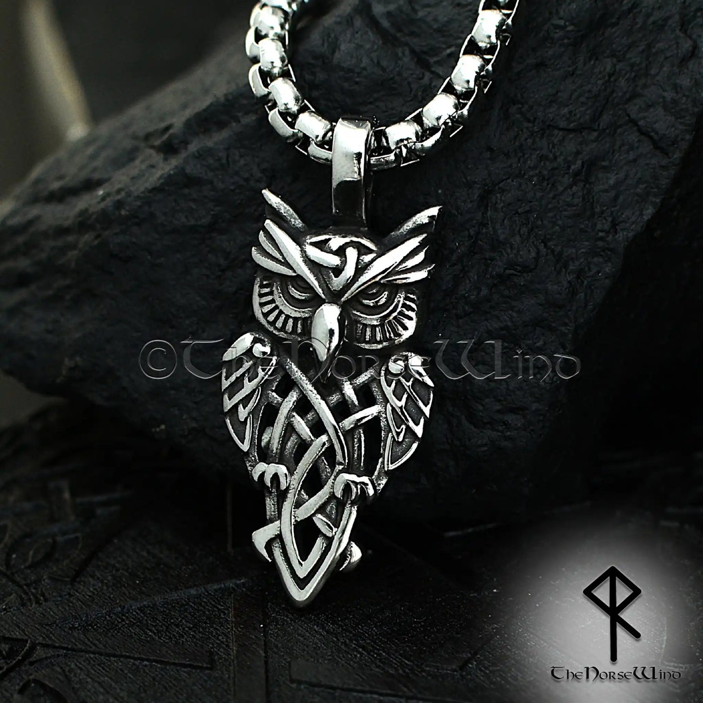 Viking Owl Pendant – Celtic Knot Stainless Steel Necklace for Seers & Night Watchers