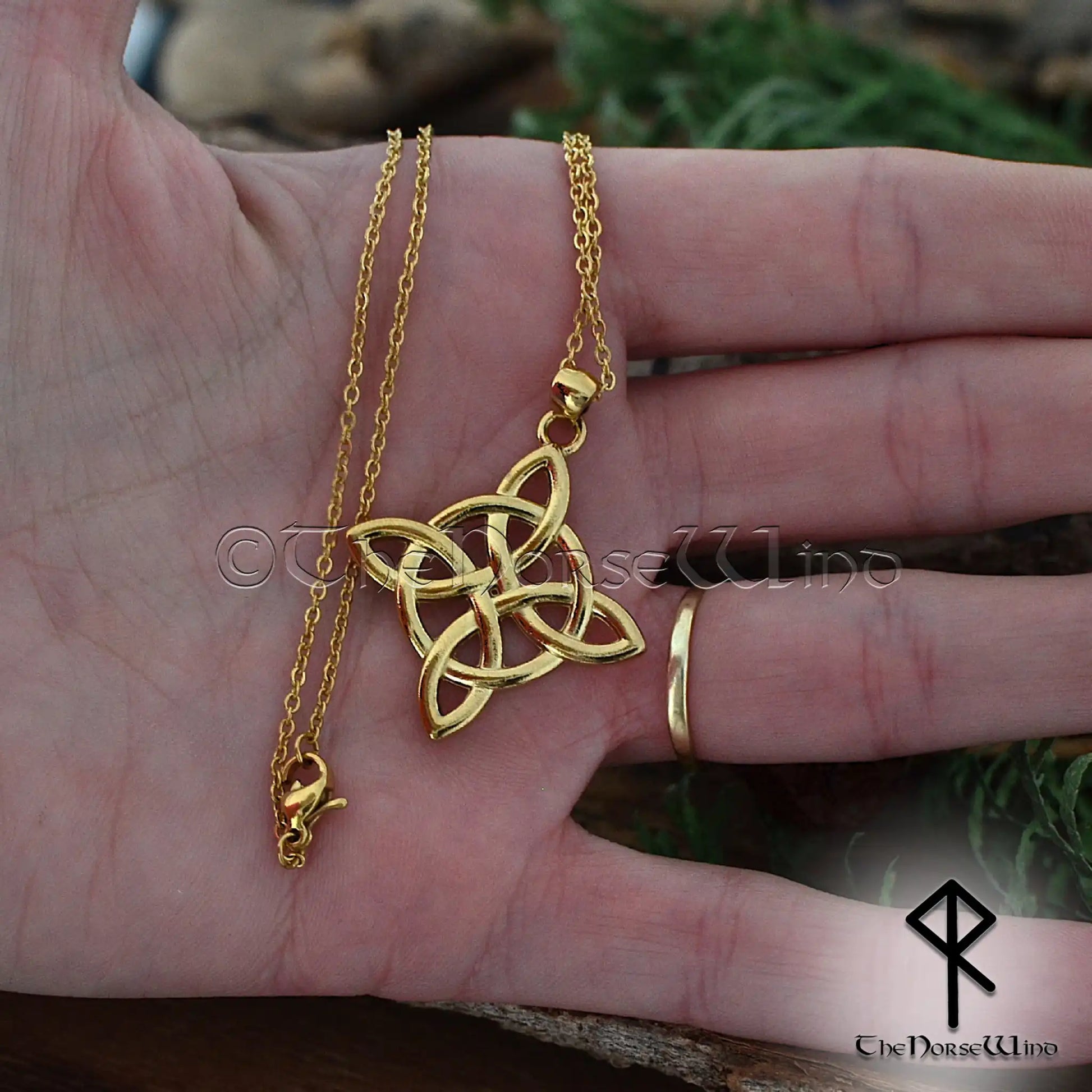 Gold Celtic Knot Necklace | Triquetra Viking Pendant | 14K Gold-Plated Trinity Knot Amulet