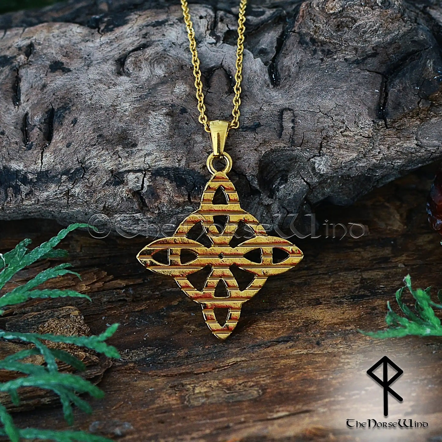 Gold Celtic Knot Necklace | Triquetra Viking Pendant