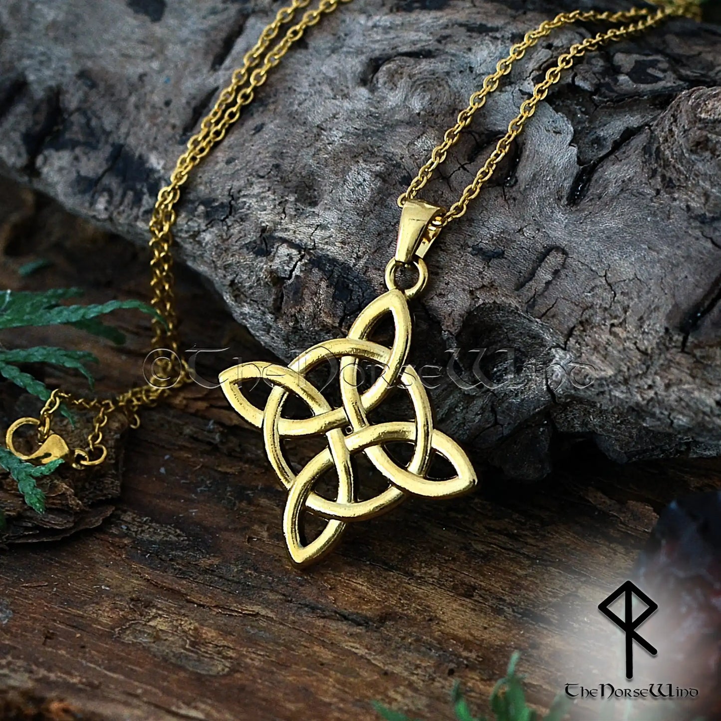 Gold Celtic Knot Necklace | Triquetra Viking Pendant | 14K Gold-Plated Trinity Knot Amulet