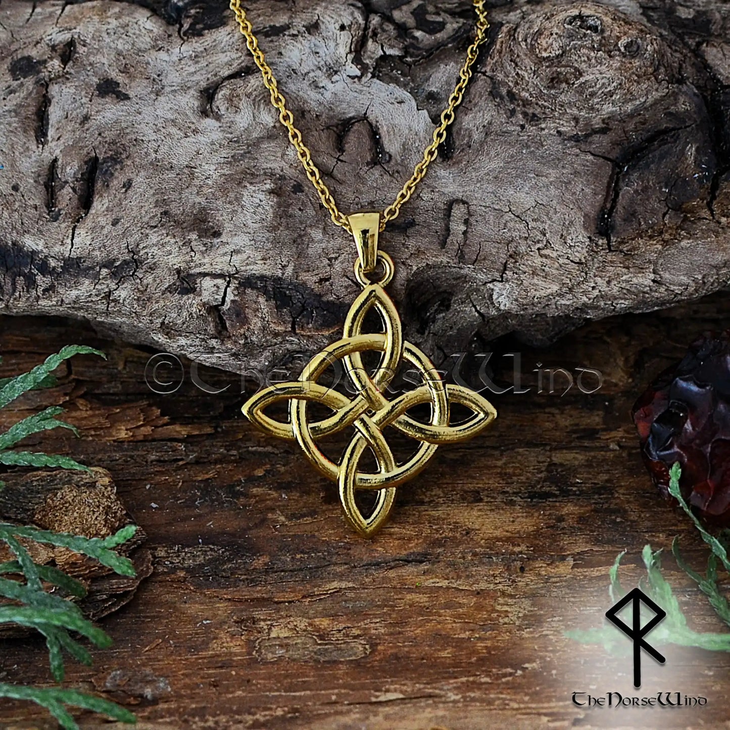 Gold Celtic Knot Necklace | Triquetra Viking Pendant | 14K Gold-Plated Trinity Knot Amulet