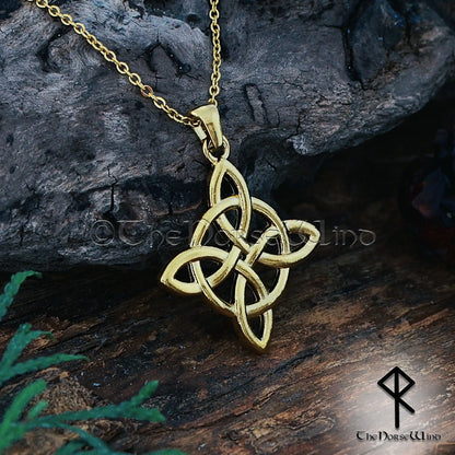 Gold Celtic Knot Necklace | Triquetra Viking Pendant | 14K Gold-Plated Trinity Knot Amulet