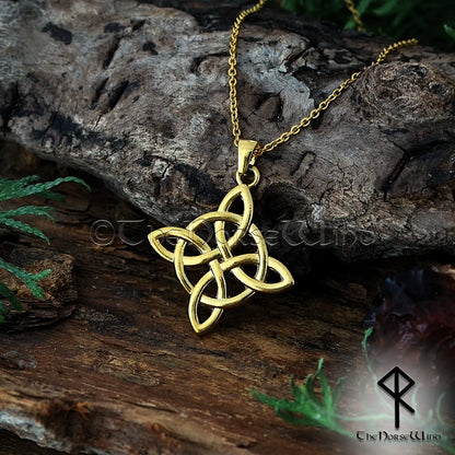 Gold Celtic Knot Necklace | Triquetra Viking Pendant | 14K Gold-Plated Trinity Knot Amulet