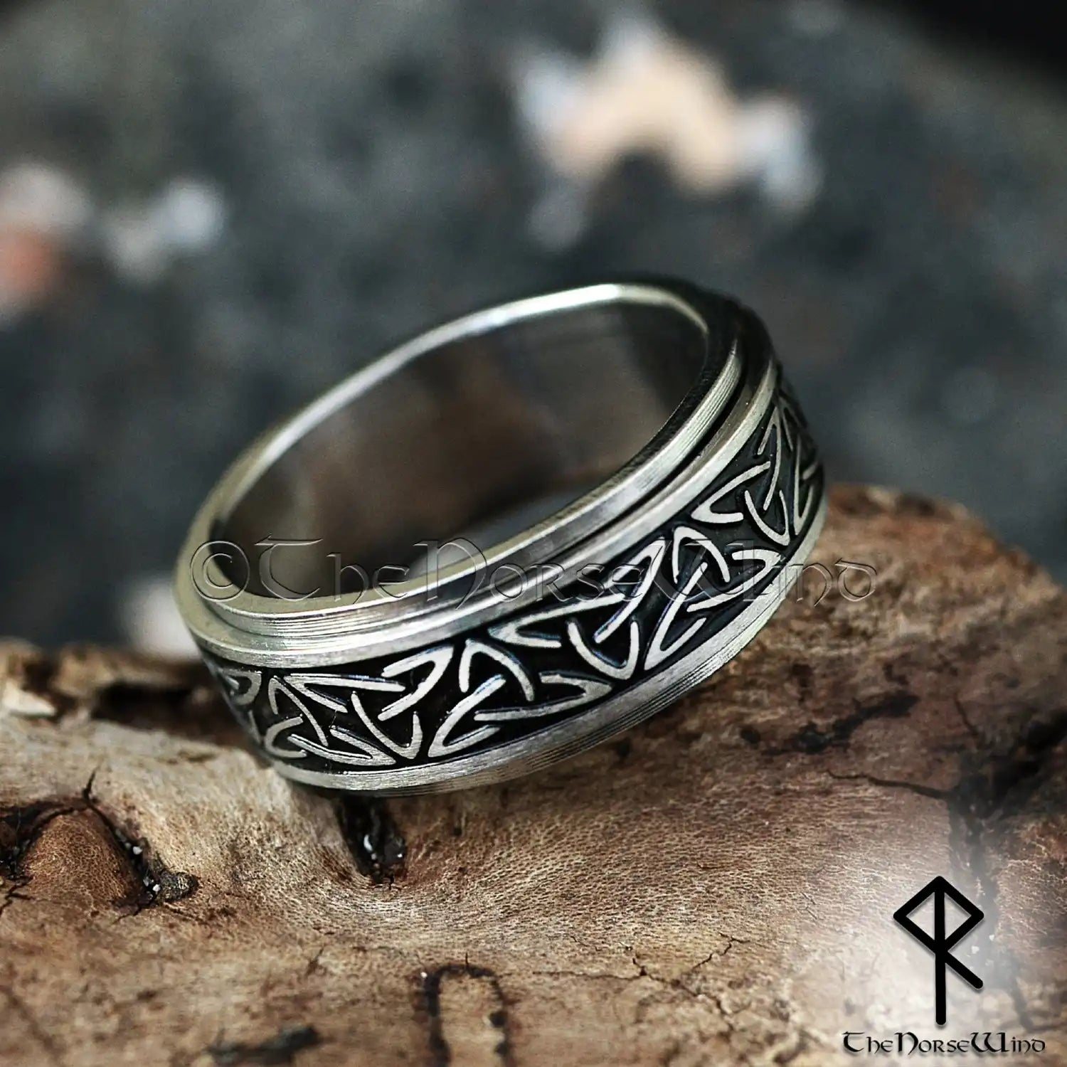Trinity Knot Celtic Triquetra Band Ring - Stainless Steel